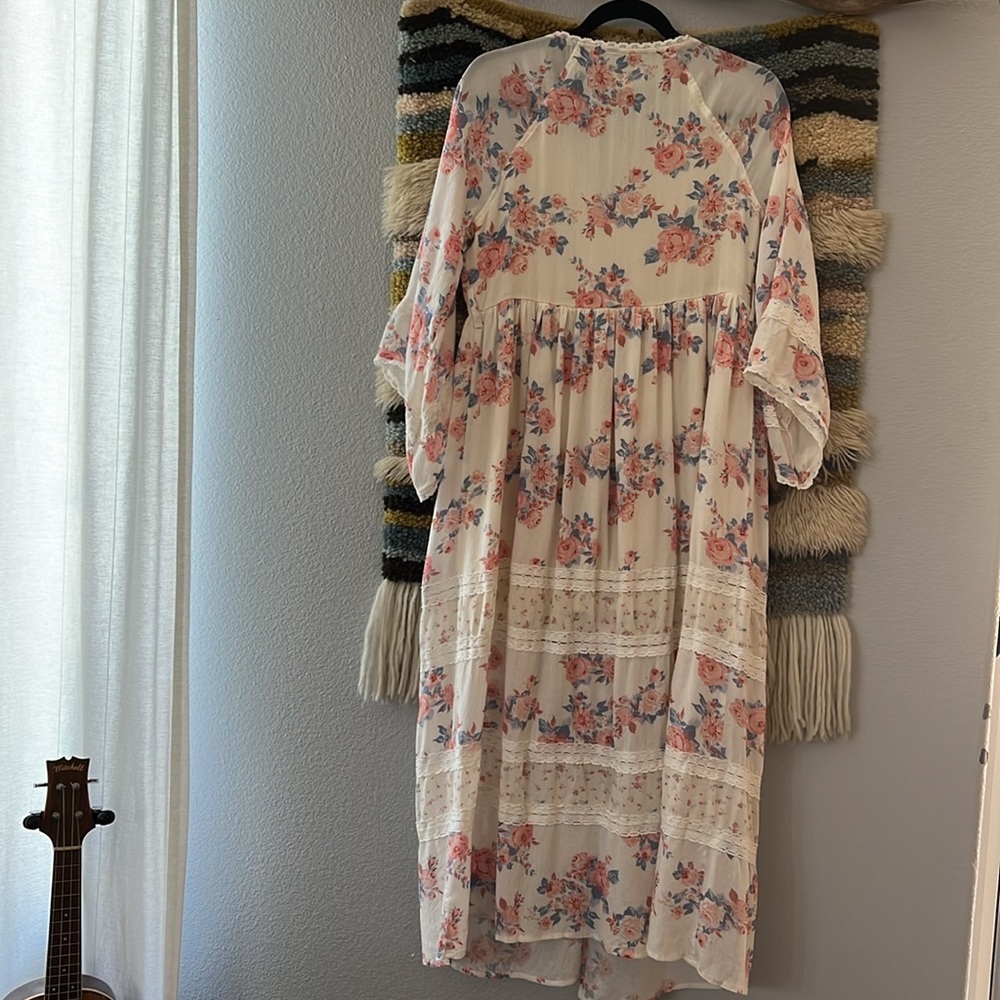 A COLLECTIVE STORY Empire Waist Tiered Maxi Dress Bohemian Floral Pink Size S - Picture 4 of 16